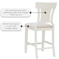 Bar Stools & Counter Height Stools-Kirkland's Home Wood And Rattan Upholstered Counter Stool White