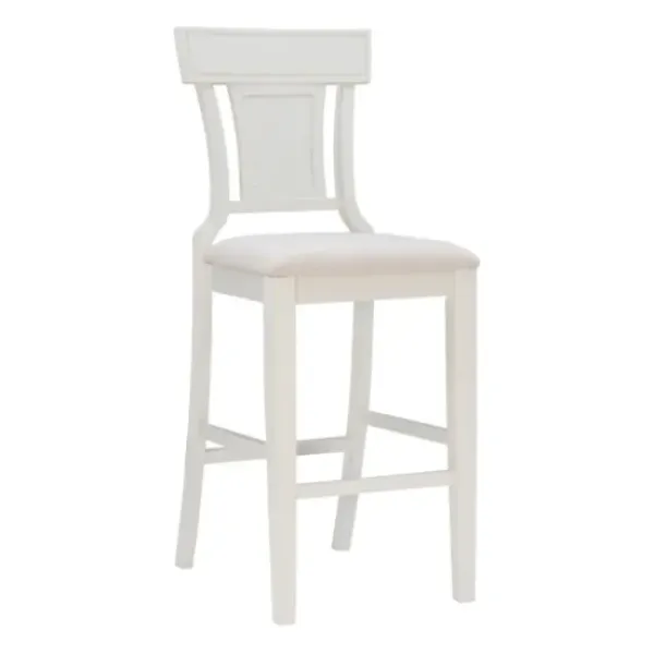 Bar Stools & Counter Height Stools-Kirkland's Home Wood And Rattan Upholstered Bar Stool White