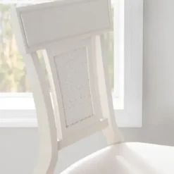 Bar Stools & Counter Height Stools-Kirkland's Home Wood And Rattan Upholstered Bar Stool White