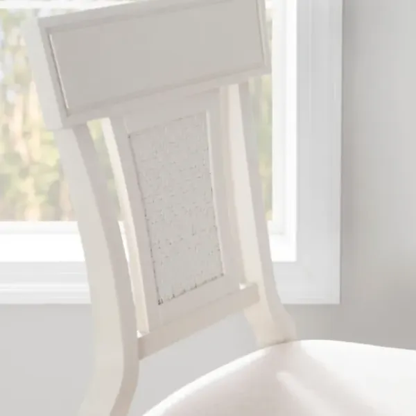 Bar Stools & Counter Height Stools-Kirkland's Home Wood And Rattan Upholstered Bar Stool White