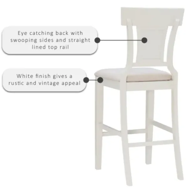 Bar Stools & Counter Height Stools-Kirkland's Home Wood And Rattan Upholstered Bar Stool White