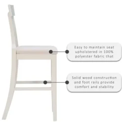Bar Stools & Counter Height Stools-Kirkland's Home Wood And Rattan Upholstered Bar Stool White