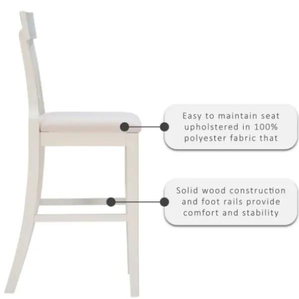 Bar Stools & Counter Height Stools-Kirkland's Home Wood And Rattan Upholstered Bar Stool White