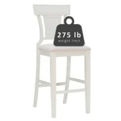 Bar Stools & Counter Height Stools-Kirkland's Home Wood And Rattan Upholstered Bar Stool White