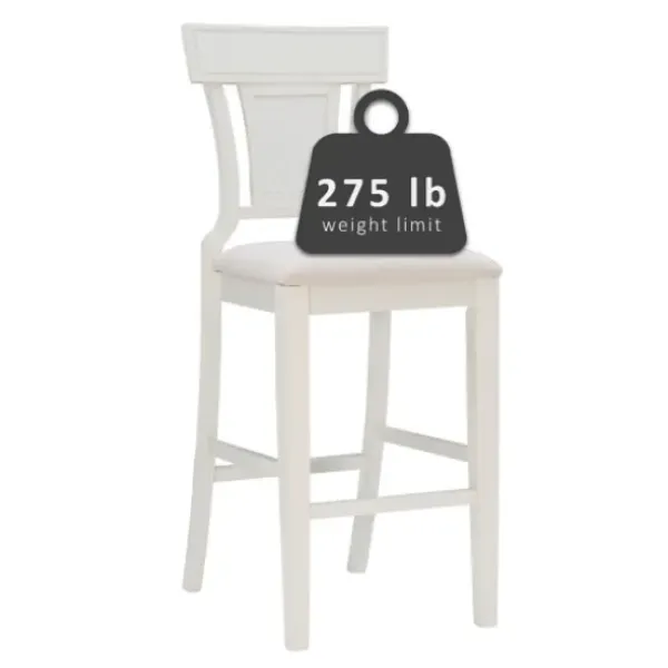 Bar Stools & Counter Height Stools-Kirkland's Home Wood And Rattan Upholstered Bar Stool White