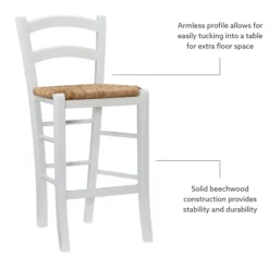 Bar Stools & Counter Height Stools-Kirkland's Home Wood And Seagrass Counter Stools, Set Of 2 White