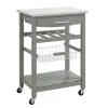 Kitchen Islands & Bar Carts-Kirkland's Home Wood And Stainless Steel Kitchen Cart Gray