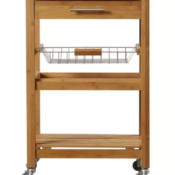 Kitchen Islands & Bar Carts-Kirkland's Home Wood And Stainless Steel 3-Tier Kitchen Cart Brown/Silver