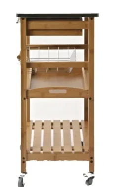 Kitchen Islands & Bar Carts-Kirkland's Home Wood And Stainless Steel 3-Tier Kitchen Cart Brown/Silver