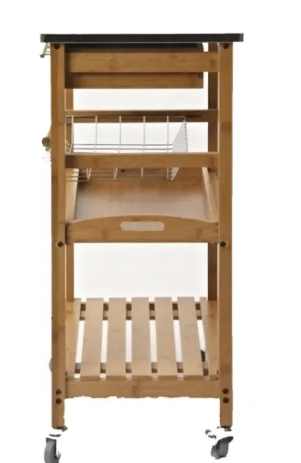 Kitchen Islands & Bar Carts-Kirkland's Home Wood And Stainless Steel 3-Tier Kitchen Cart Brown/Silver