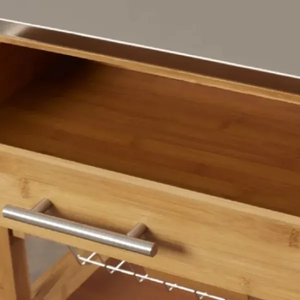 Kitchen Islands & Bar Carts-Kirkland's Home Wood And Stainless Steel 3-Tier Kitchen Cart Brown/Silver
