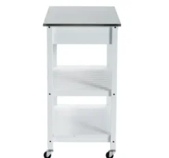Kitchen Islands & Bar Carts-Kirkland's Home Wood And Stainless Steel Top Kitchen Cart White