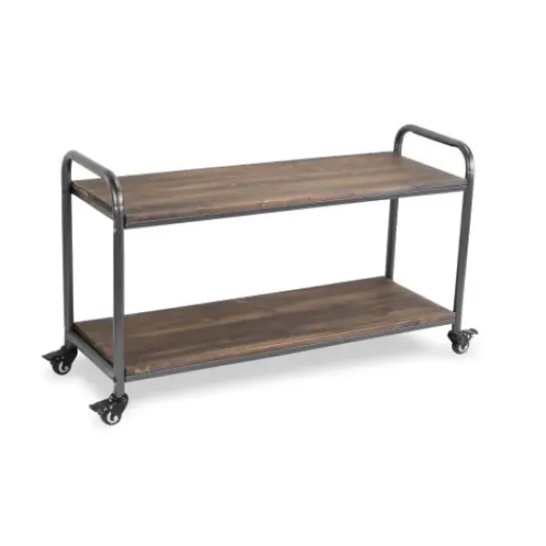 Kitchen Islands & Bar Carts-Kirkland's Home Wood And Steel Frame 2-Tier Rolling Cart