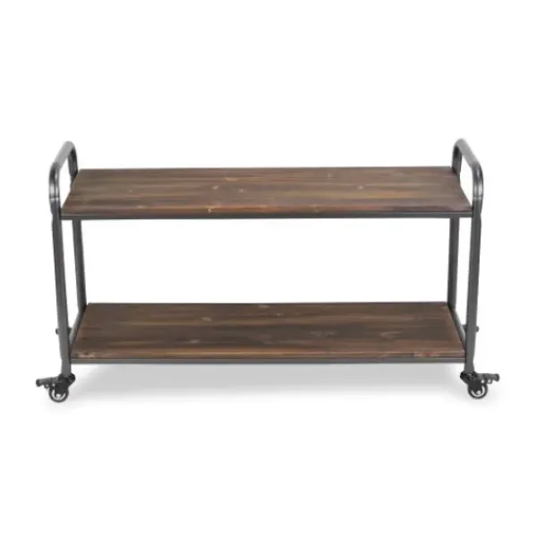 Kitchen Islands & Bar Carts-Kirkland's Home Wood And Steel Frame 2-Tier Rolling Cart