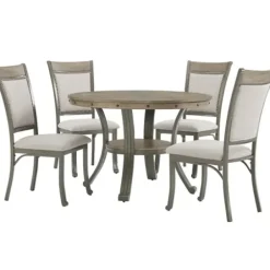 Dining Sets-Kirkland's Home Wood And Upholstered Chairs 5-Pc. Dining Set Gray