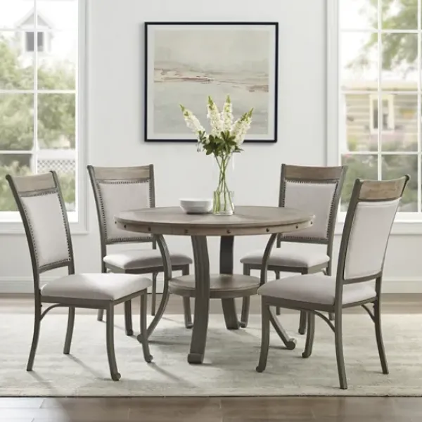 Dining Sets-Kirkland's Home Wood And Upholstered Chairs 5-Pc. Dining Set Gray