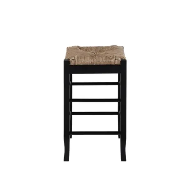 Bar Stools & Counter Height Stools-Kirkland's Home Wood And Woven Rush Counter Stool Black