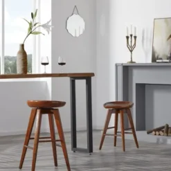 Bar Stools & Counter Height Stools-Kirkland's Home Wood Backless Swivel Counter Stool Brown