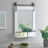 Decorative Mirrors-Kirkland's Home Wood Barn Door Frame With Shelf Wall Mirror White