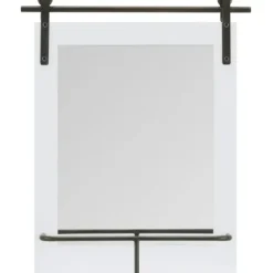 Decorative Mirrors-Kirkland's Home Wood Barn Door Frame With Shelf Wall Mirror White