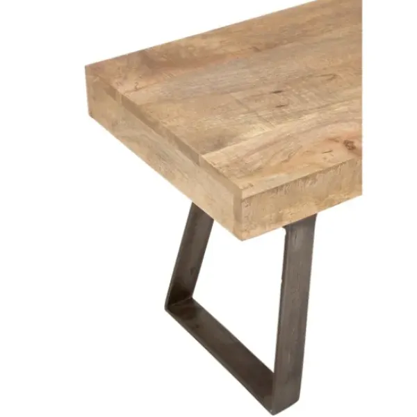 Entryway Furniture-Kirkland's Home Wood Bench With Dark Gray Iron Base Brown/Gray