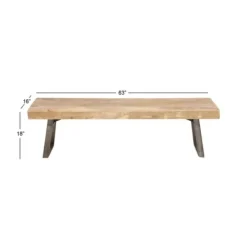 Entryway Furniture-Kirkland's Home Wood Bench With Dark Gray Iron Base Brown/Gray