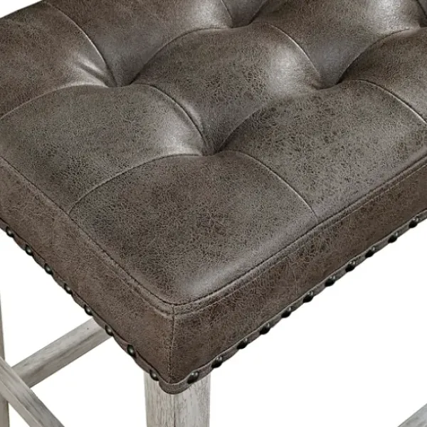 Dining Chairs-Kirkland's Home Wood Button Tufted Upholstered Dining Bench White