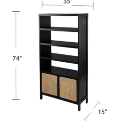 Bookshelves-Kirkland's Home Wood Cane Doors Bookshelf Black