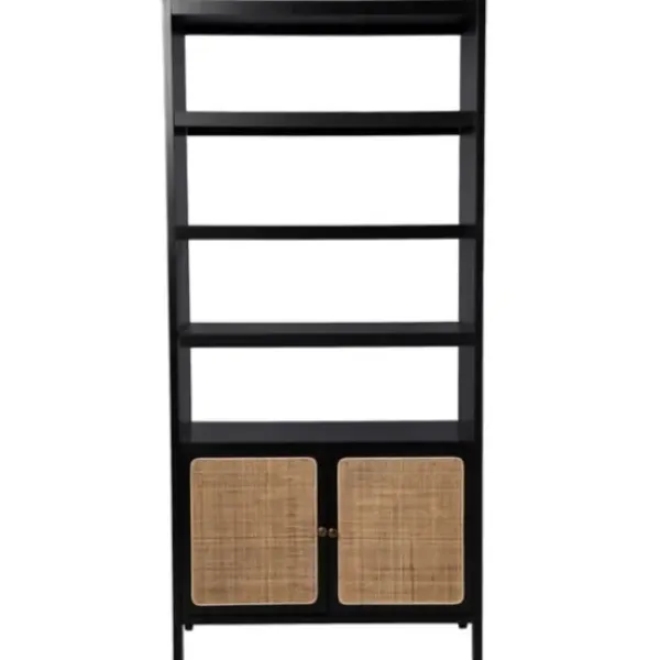 Bookshelves-Kirkland's Home Wood Cane Doors Bookshelf Black