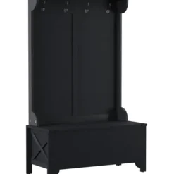 Entryway Furniture-Kirkland's Home Wood Classic Farmhouse Hall Tree Black
