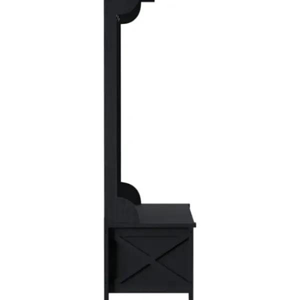 Entryway Furniture-Kirkland's Home Wood Classic Farmhouse Hall Tree Black