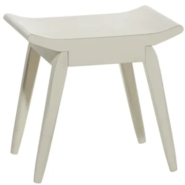 Benches & Ottomans-Kirkland's Home Wood Curved Seat Stool White
