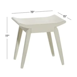 Benches & Ottomans-Kirkland's Home Wood Curved Seat Stool White