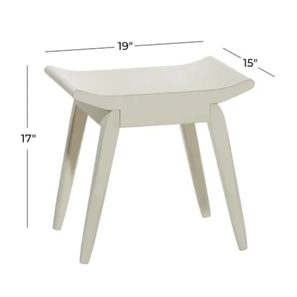 Benches & Ottomans-Kirkland's Home Wood Curved Seat Stool White