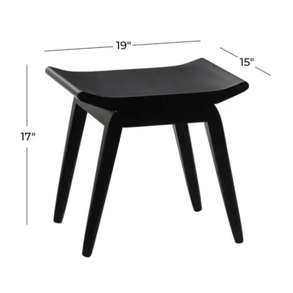 Benches & Ottomans-Kirkland's Home Wood Curved Seat Stool Black
