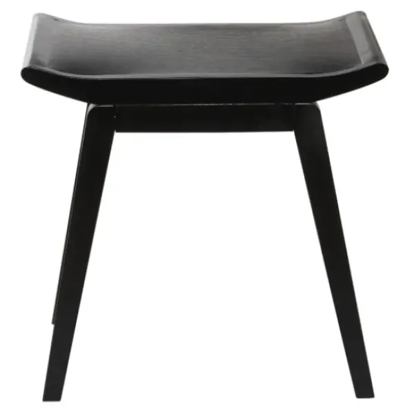 Benches & Ottomans-Kirkland's Home Wood Curved Seat Stool Black