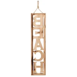 Wall Quotes & Signs-Kirkland's Home Wood Cut-Out Beach Hanging Wall Plaque White/Blue/Brown