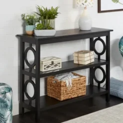 Bookshelves-Kirkland's Home Wood Cut-Out Circles Bookcase Black