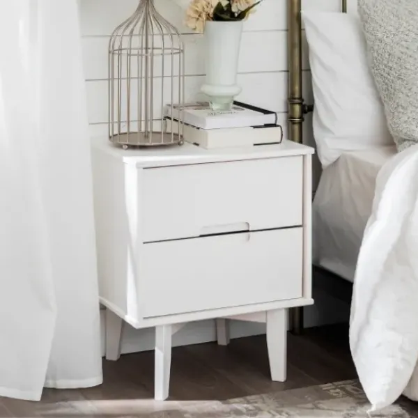 Nightstands-Kirkland's Home Wood Cut-Out Handle Nightstand White