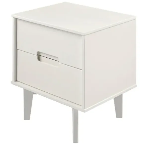 Nightstands-Kirkland's Home Wood Cut-Out Handle Nightstand White