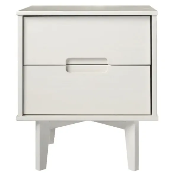 Nightstands-Kirkland's Home Wood Cut-Out Handle Nightstand White