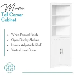 Bathroom Furniture-Kirkland's Home Wood 2-Door Corner Storage Cabinet White