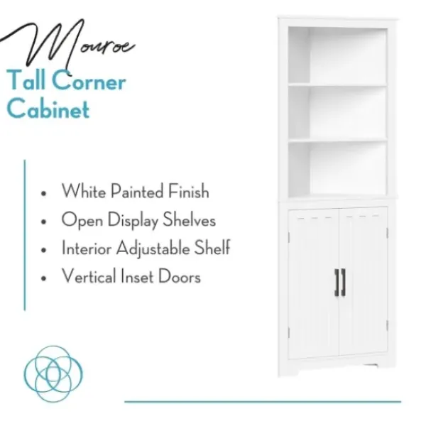 Bathroom Furniture-Kirkland's Home Wood 2-Door Corner Storage Cabinet White