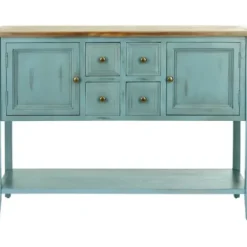 Console Tables-Kirkland's Home Wood 2-Door Storage Console Table Blue