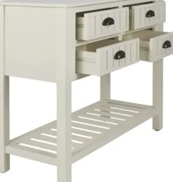 Console Tables-Kirkland's Home Wood 4-Drawer Console Table White