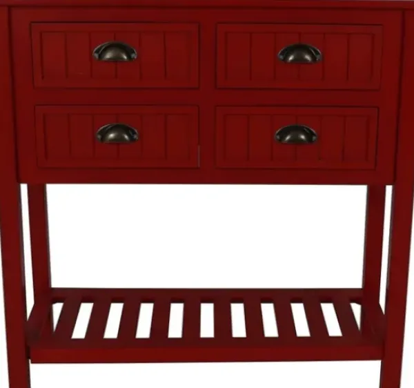 Console Tables-Kirkland's Home Wood 4-Drawer Console Table Red