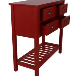 Console Tables-Kirkland's Home Wood 4-Drawer Console Table Red