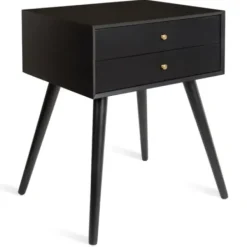 Accent & End Tables-Kirkland's Home Wood 2-Drawer Finco Accent Table Black