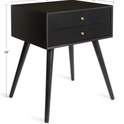 Accent & End Tables-Kirkland's Home Wood 2-Drawer Finco Accent Table Black