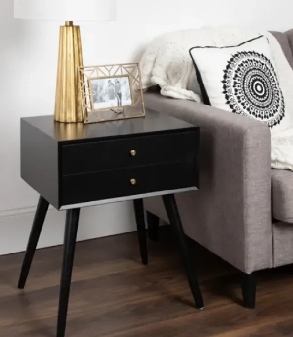 Accent & End Tables-Kirkland's Home Wood 2-Drawer Finco Accent Table Black